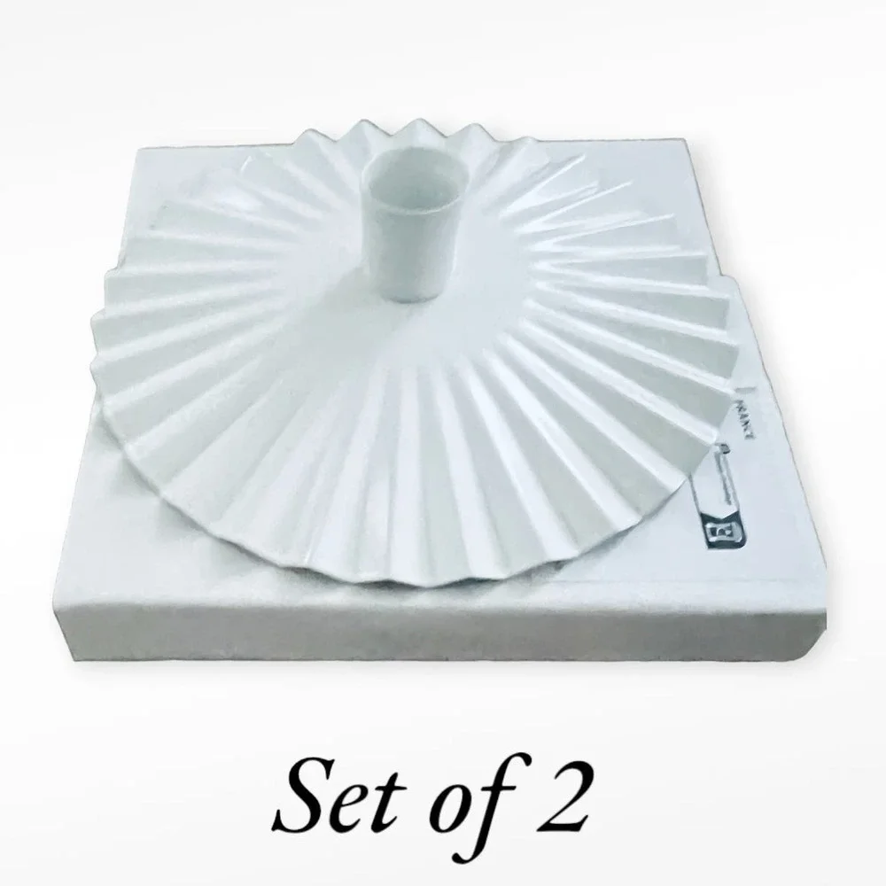 IKEA VINTERFINT White Fluted Candle Holder (Set of 2)